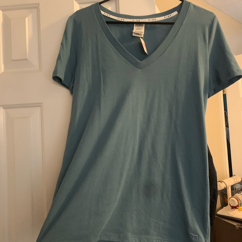 Pink V-neck Short Sleeve